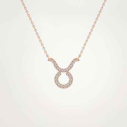 0.12  CT Moissanite Taurus Necklace in 14K or 18K Solid Gold – DEF Color, VVS Clarity
