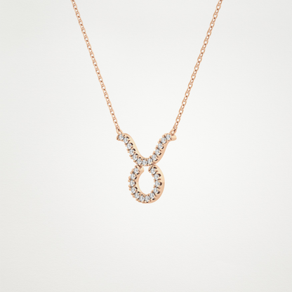 0.12  CT Moissanite Taurus Necklace in 14K or 18K Solid Gold – DEF Color, VVS Clarity