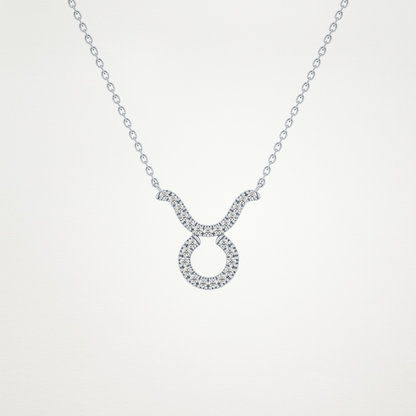0.12  CT Moissanite Taurus Necklace in 14K or 18K Solid Gold – DEF Color, VVS Clarity