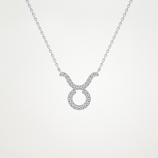 0.12  CT Moissanite Taurus Necklace in 14K or 18K Solid Gold – DEF Color, VVS Clarity