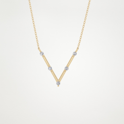 0.8 CT Moissanite V Shaped Necklace in 14K or 18K Solid Gold – DEF Color, VVS Clarity