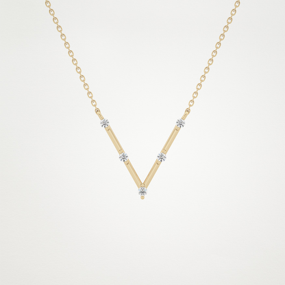 0.8 CT Moissanite V Shaped Necklace in 14K or 18K Solid Gold – DEF Color, VVS Clarity