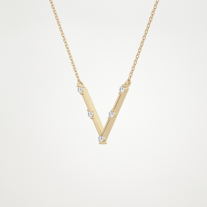 0.8 CT Moissanite V Shaped Necklace in 14K or 18K Solid Gold – DEF Color, VVS Clarity