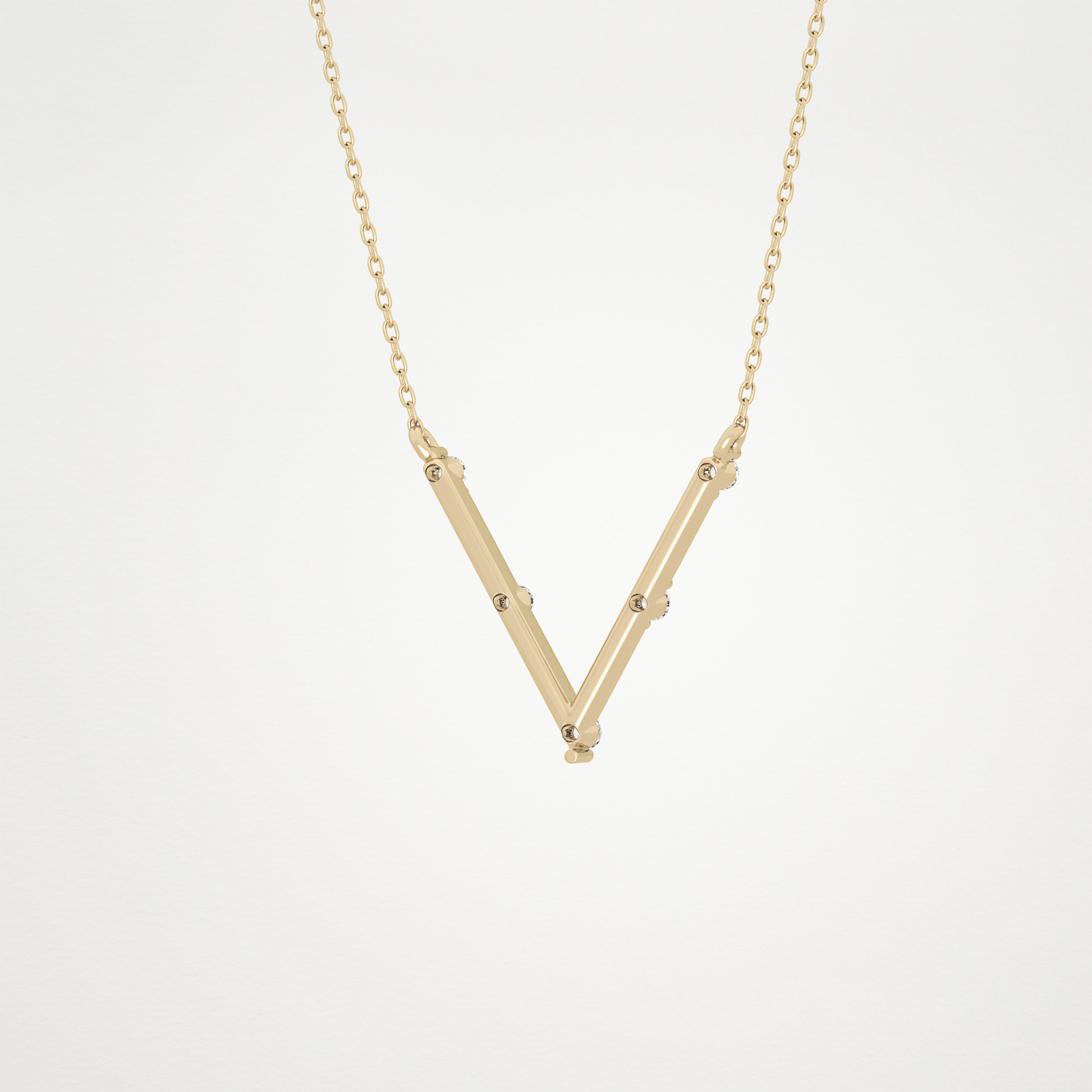 0.8 CT Moissanite V Shaped Necklace in 14K or 18K Solid Gold – DEF Color, VVS Clarity