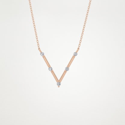 0.8 CT Moissanite V Shaped Necklace in 14K or 18K Solid Gold – DEF Color, VVS Clarity
