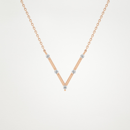 0.8 CT Moissanite V Shaped Necklace in 14K or 18K Solid Gold – DEF Color, VVS Clarity