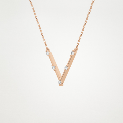 0.8 CT Moissanite V Shaped Necklace in 14K or 18K Solid Gold – DEF Color, VVS Clarity