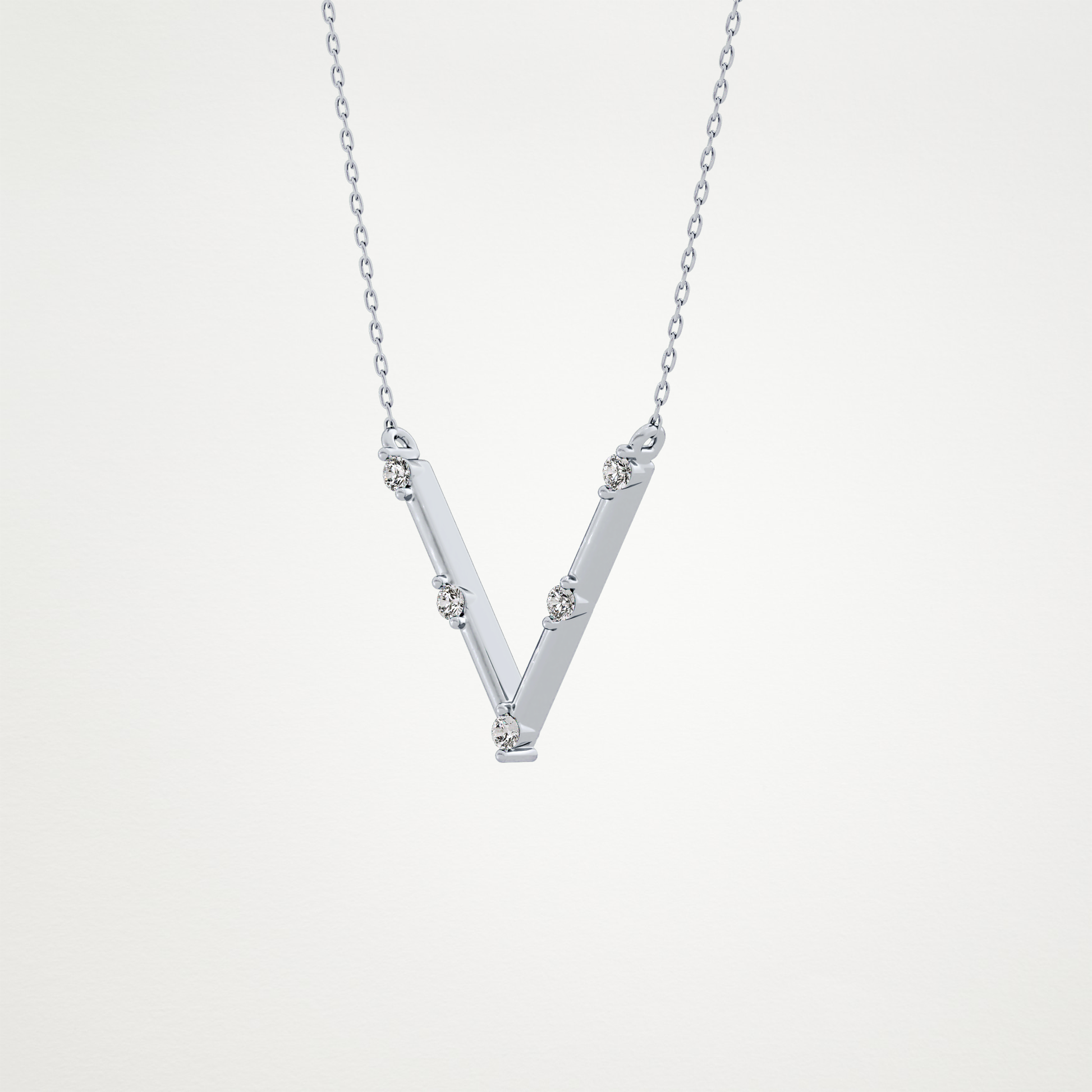 0.8 CT Moissanite V Shaped Necklace in 14K or 18K Solid Gold – DEF Color, VVS Clarity