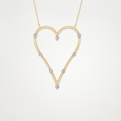 0.24 CT Moissanite Heart Necklace in 14K or 18K Solid Gold – DEF Color, VVS Clarity