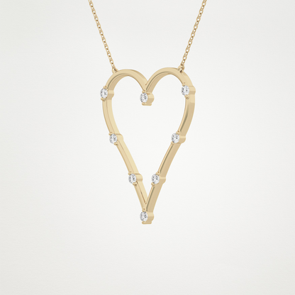 0.24 CT Moissanite Heart Necklace in 14K or 18K Solid Gold – DEF Color, VVS Clarity