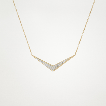 0.272 CT Moissanite V Elongated Shape Necklace in 14K or 18K Solid Gold – DEF Color, VVS Clarity