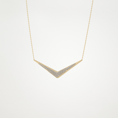0.272 CT Moissanite V Elongated Shape Necklace in 14K or 18K Solid Gold – DEF Color, VVS Clarity