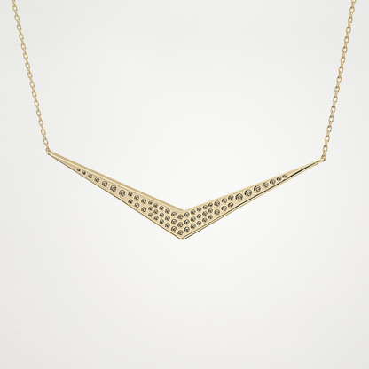 0.272 CT Moissanite V Elongated Shape Necklace in 14K or 18K Solid Gold – DEF Color, VVS Clarity
