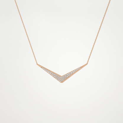 0.272 CT Moissanite V Elongated Shape Necklace in 14K or 18K Solid Gold – DEF Color, VVS Clarity