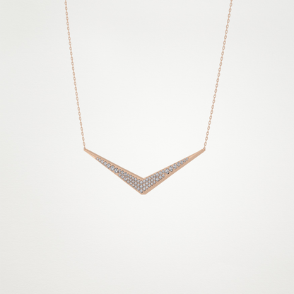 0.272 CT Moissanite V Elongated Shape Necklace in 14K or 18K Solid Gold – DEF Color, VVS Clarity