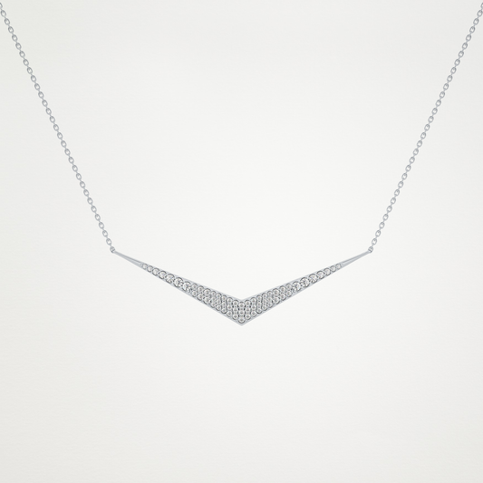 0.272 CT Moissanite V Elongated Shape Necklace in 14K or 18K Solid Gold – DEF Color, VVS Clarity