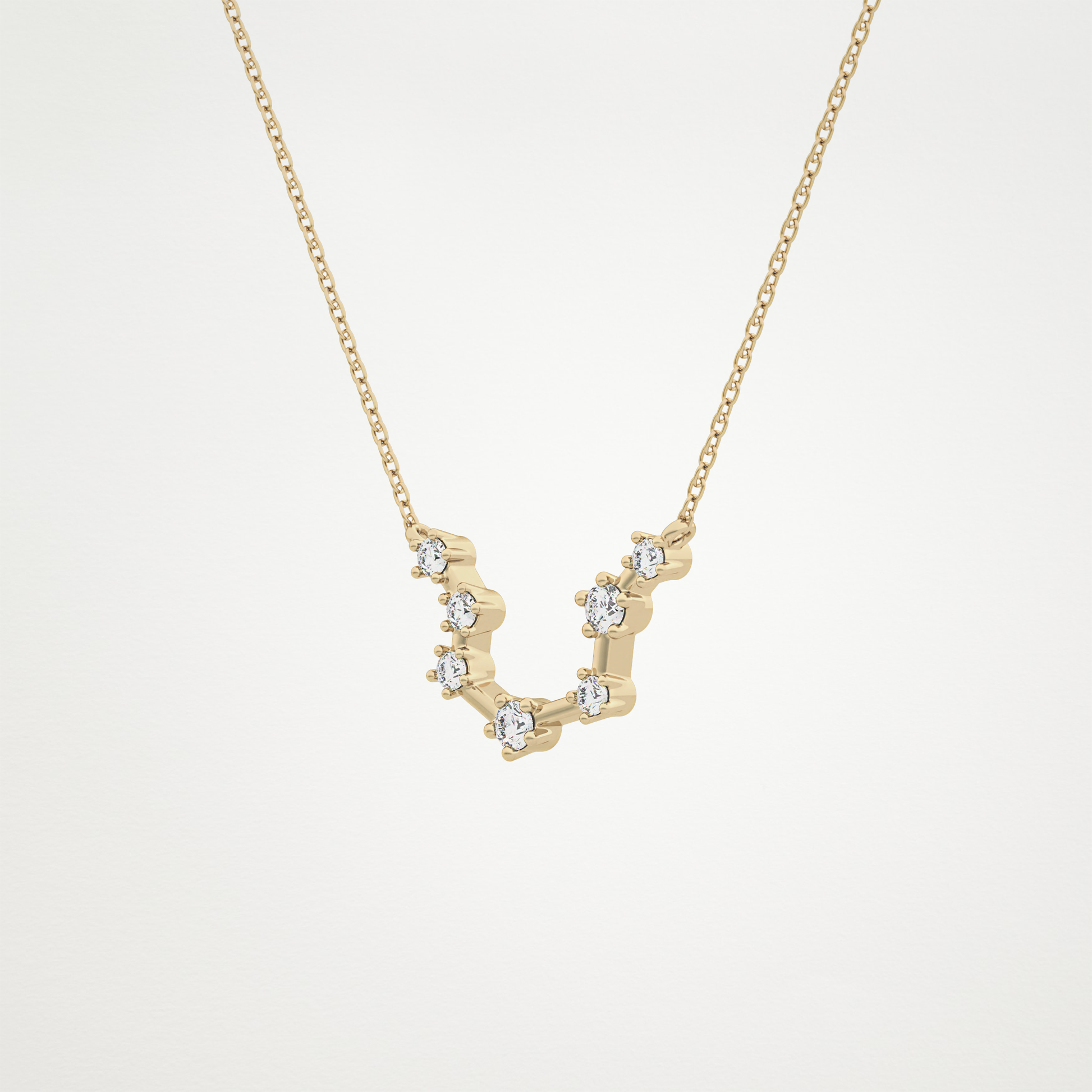 0.2 CT Moissanite Slight Open U Necklace in 14K or 18K Solid Gold – DEF Color, VVS Clarity