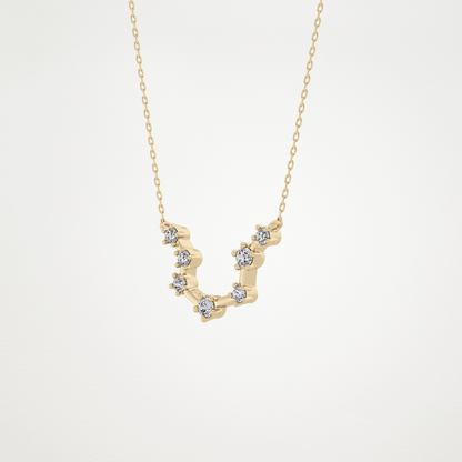 0.2 CT Moissanite Slight Open U Necklace in 14K or 18K Solid Gold – DEF Color, VVS Clarity