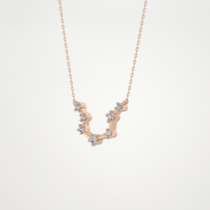 0.2 CT Moissanite Slight Open U Necklace in 14K or 18K Solid Gold – DEF Color, VVS Clarity