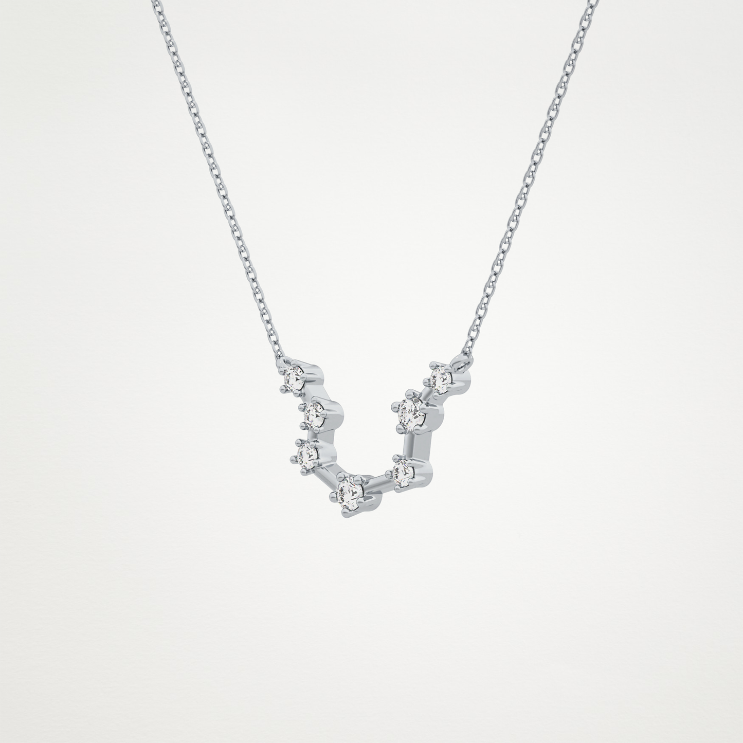 0.2 CT Moissanite Slight Open U Necklace in 14K or 18K Solid Gold – DEF Color, VVS Clarity
