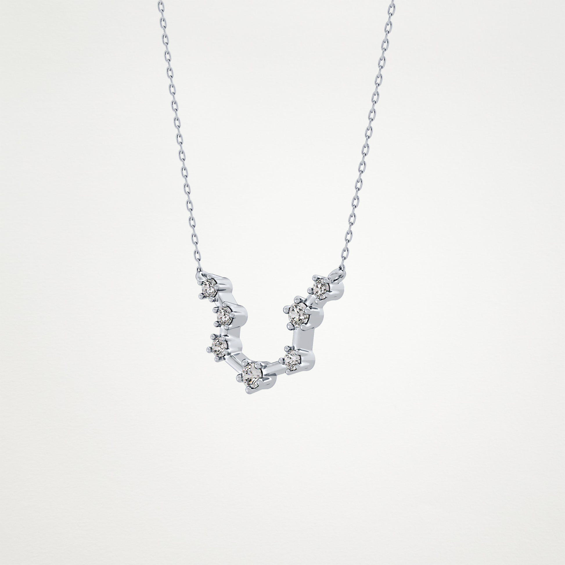 0.2 CT Moissanite Slight Open U Necklace in 14K or 18K Solid Gold – DEF Color, VVS Clarity