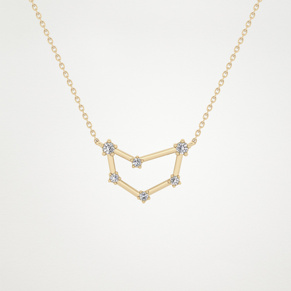 0.13 CT Moissanite Connected Necklace in 14K or 18K Solid Gold – DEF Color, VVS Clarity