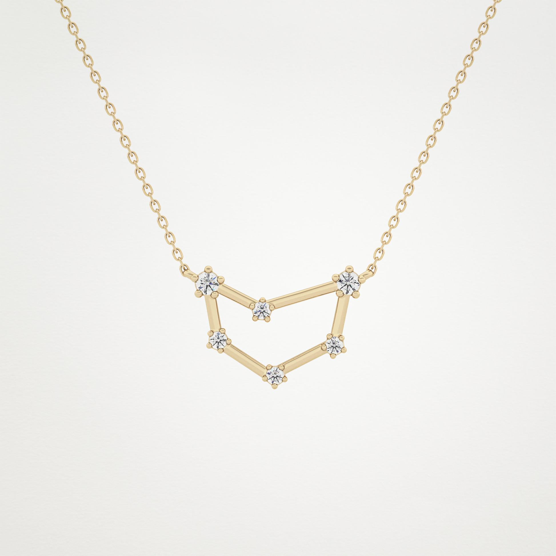 0.13 CT Moissanite Connected Necklace in 14K or 18K Solid Gold – DEF Color, VVS Clarity