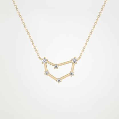 0.13 CT Moissanite Connected Necklace in 14K or 18K Solid Gold – DEF Color, VVS Clarity