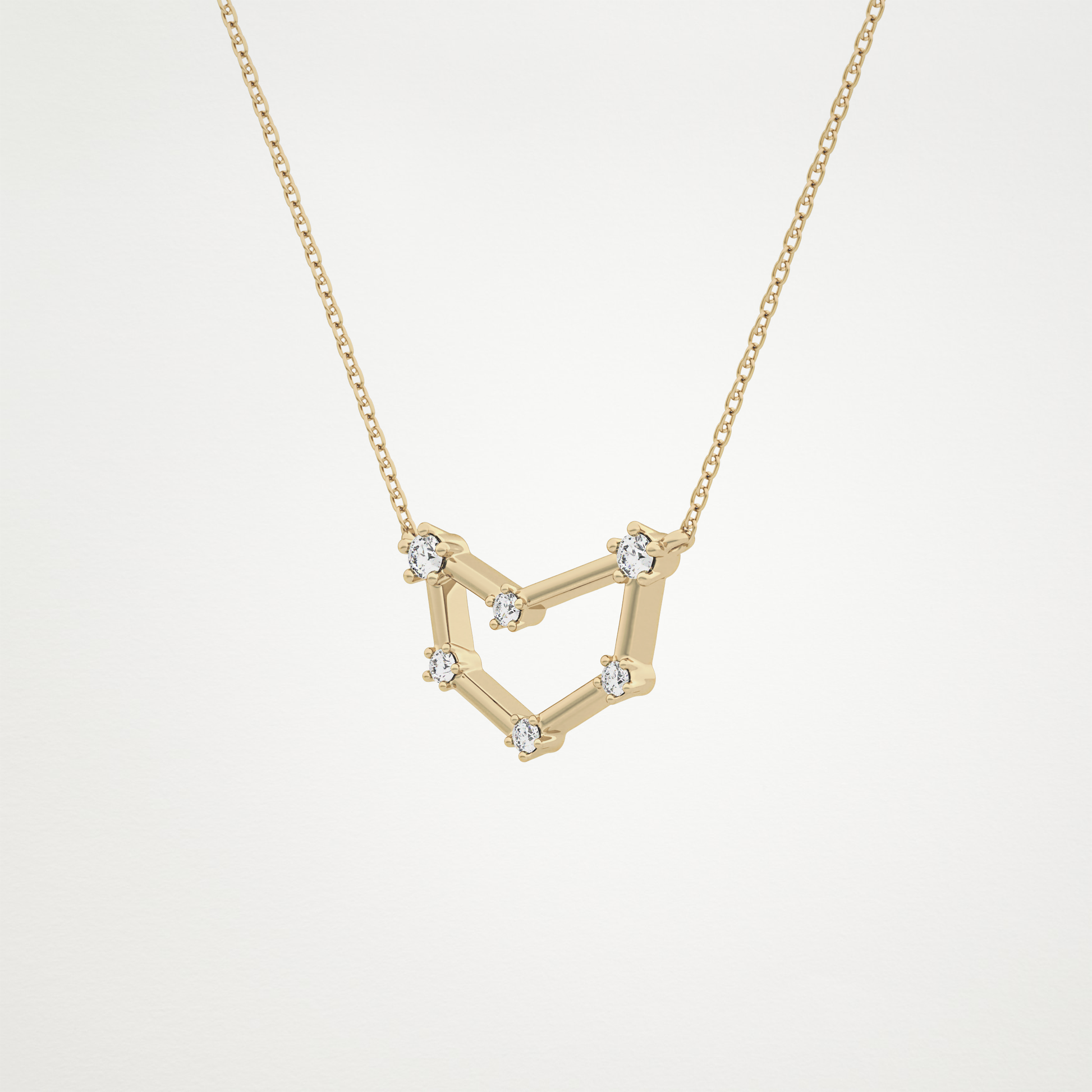 0.13 CT Moissanite Connected Necklace in 14K or 18K Solid Gold – DEF Color, VVS Clarity