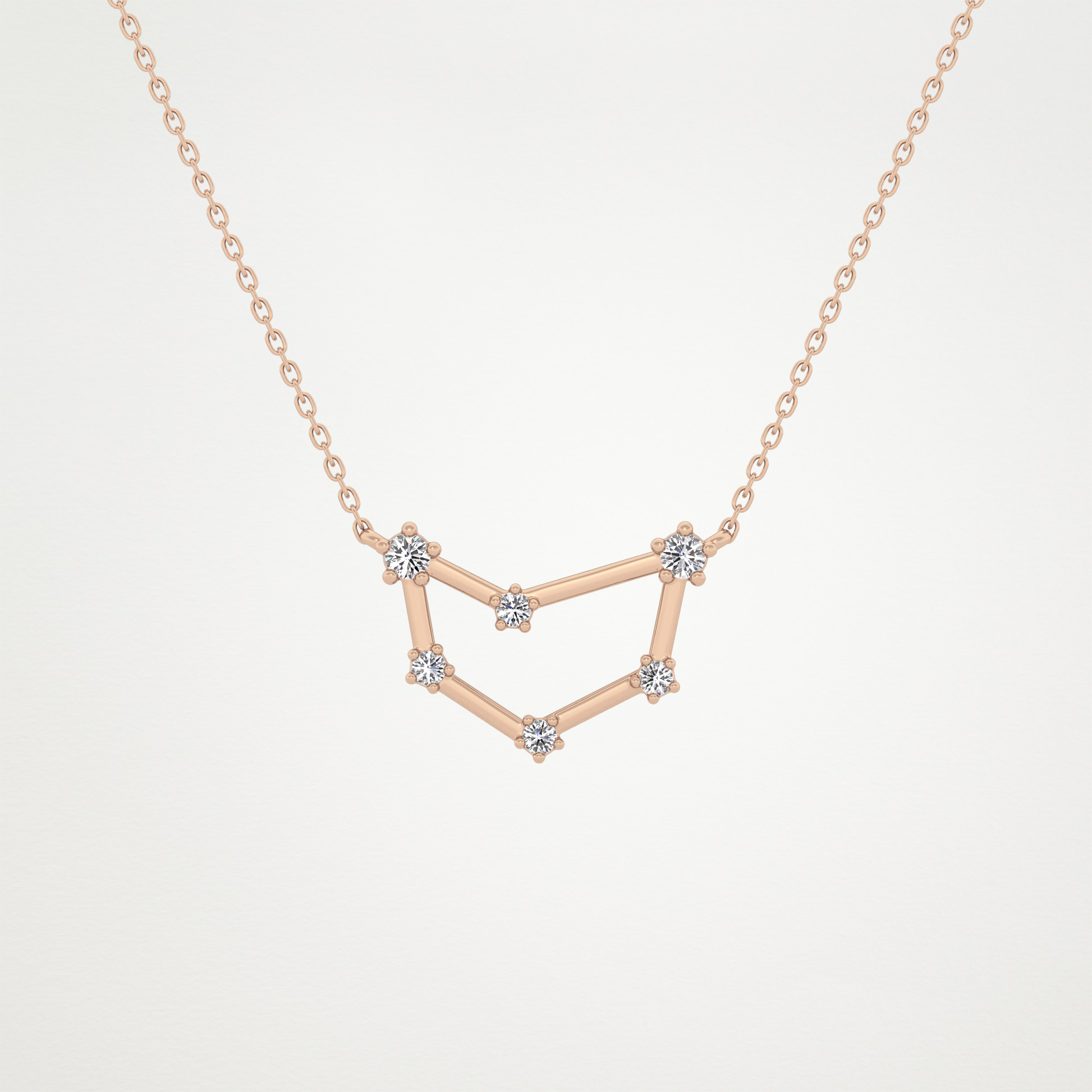 0.13 CT Moissanite Connected Necklace in 14K or 18K Solid Gold – DEF Color, VVS Clarity