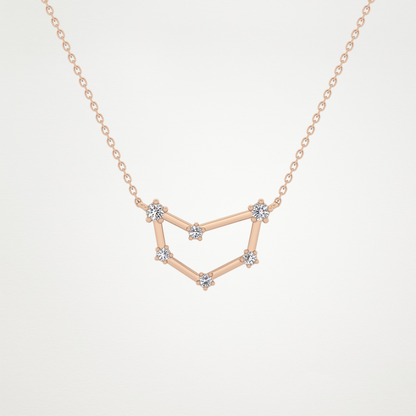 0.13 CT Moissanite Connected Necklace in 14K or 18K Solid Gold – DEF Color, VVS Clarity