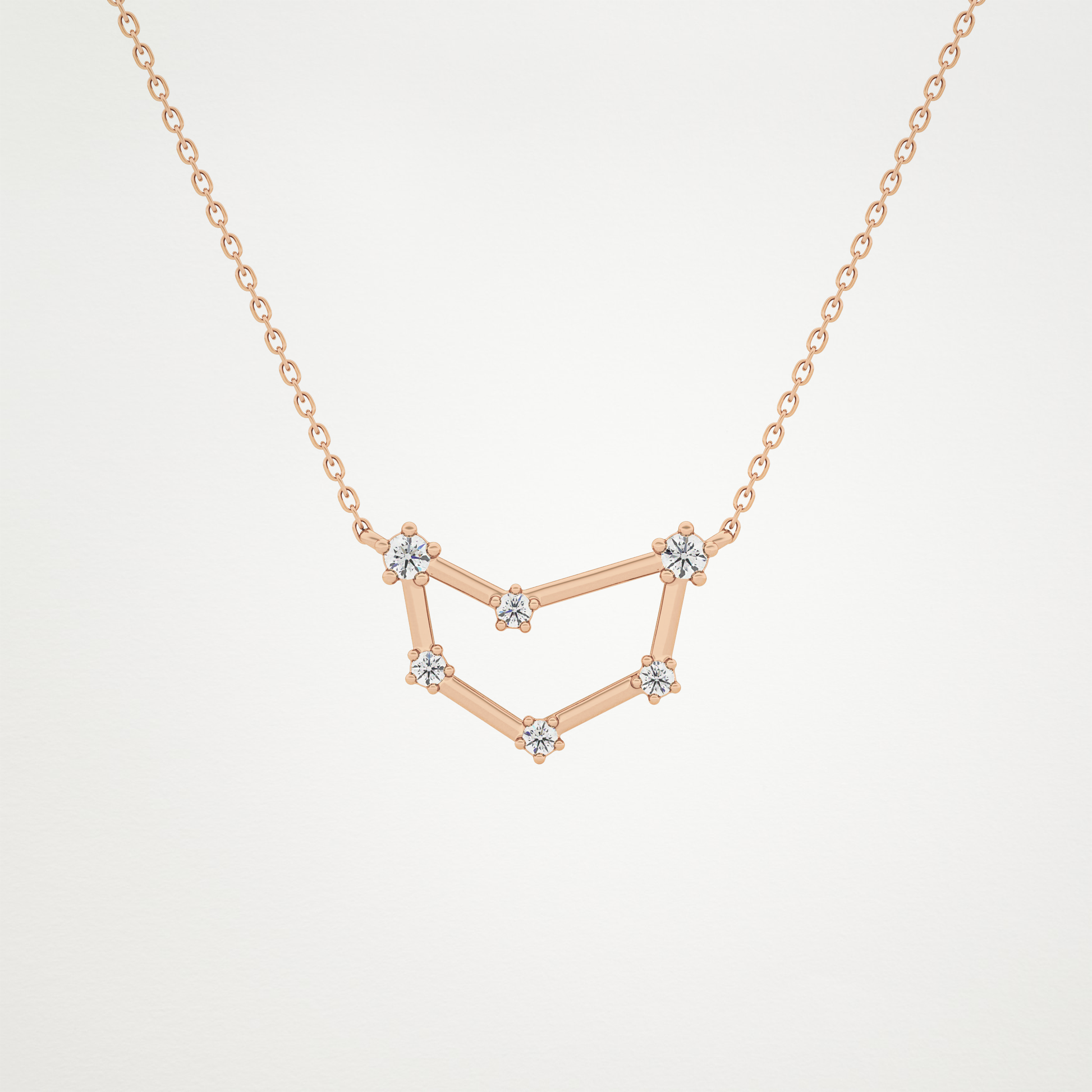 0.13 CT Moissanite Connected Necklace in 14K or 18K Solid Gold – DEF Color, VVS Clarity