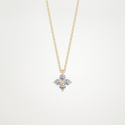 0.16 CT Moissanite Flower Necklace in 14K or 18K Solid Gold – DEF Color, VVS Clarity