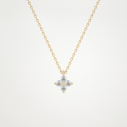 0.16 CT Moissanite Flower Necklace in 14K or 18K Solid Gold – DEF Color, VVS Clarity