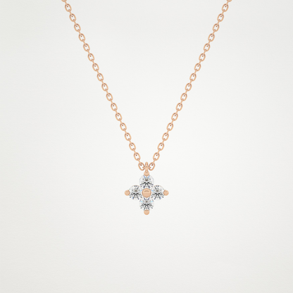 0.16 CT Moissanite Flower Necklace in 14K or 18K Solid Gold – DEF Color, VVS Clarity