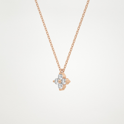0.16 CT Moissanite Flower Necklace in 14K or 18K Solid Gold – DEF Color, VVS Clarity