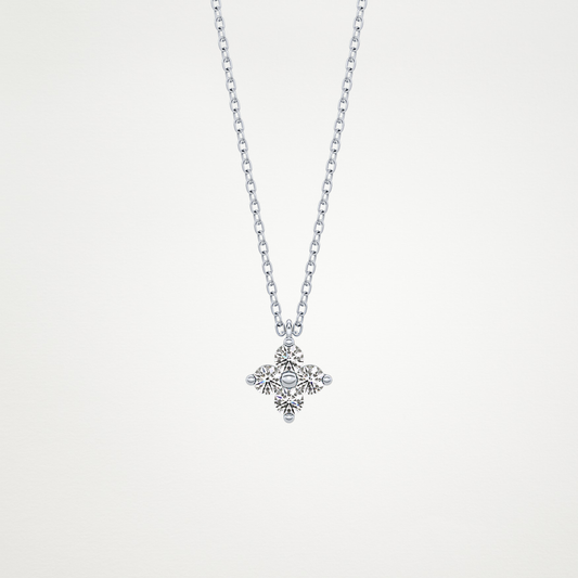 0.16 CT Moissanite Flower Necklace in 14K or 18K Solid Gold – DEF Color, VVS Clarity