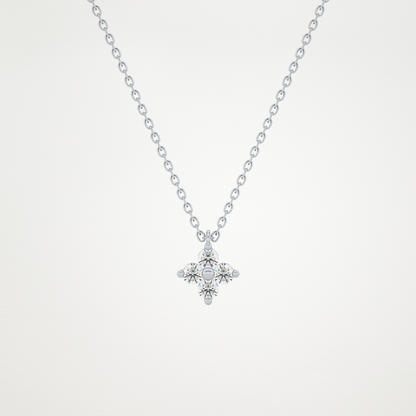 0.16 CT Moissanite Flower Necklace in 14K or 18K Solid Gold – DEF Color, VVS Clarity