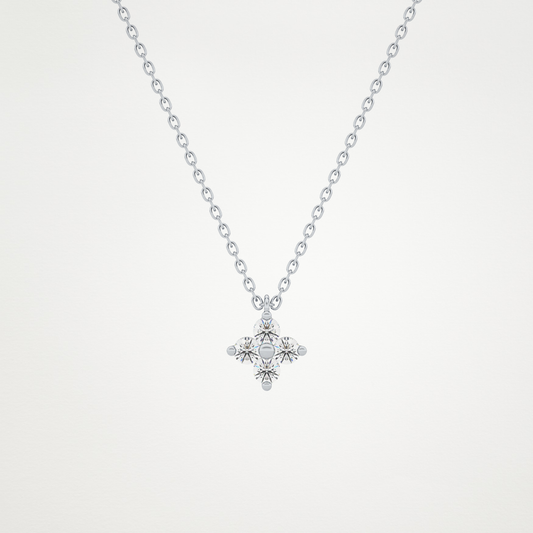 0.16 CT Moissanite Flower Necklace in 14K or 18K Solid Gold – DEF Color, VVS Clarity