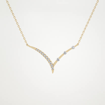 0.128 CT Moissanite V Bar Necklace in 14K or 18K Solid Gold – DEF Color, VVS Clarity 9