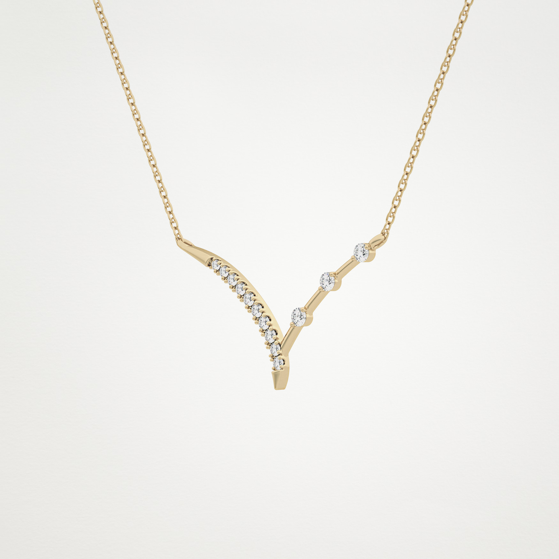 0.128 CT Moissanite V Bar Necklace in 14K or 18K Solid Gold – DEF Color, VVS Clarity 10