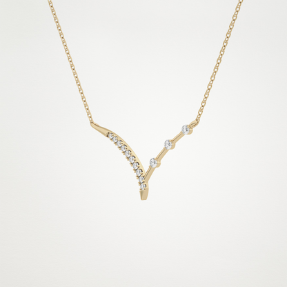 0.128 CT Moissanite V Bar Necklace in 14K or 18K Solid Gold – DEF Color, VVS Clarity 10