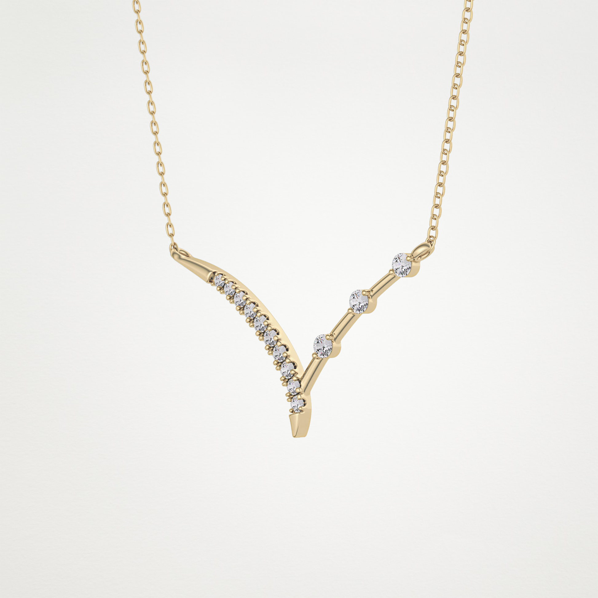 0.128 CT Moissanite V Bar Necklace in 14K or 18K Solid Gold – DEF Color, VVS Clarity 11