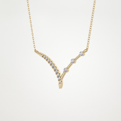 0.128 CT Moissanite V Bar Necklace in 14K or 18K Solid Gold – DEF Color, VVS Clarity 11