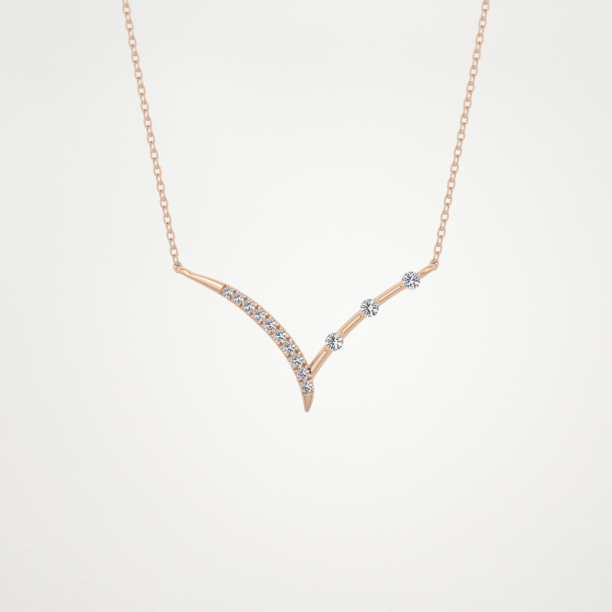 0.128 CT Moissanite V Bar Necklace in 14K or 18K Solid Gold – DEF Color, VVS Clarity 15