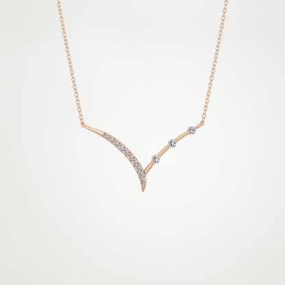 0.128 CT Moissanite V Bar Necklace in 14K or 18K Solid Gold – DEF Color, VVS Clarity 15