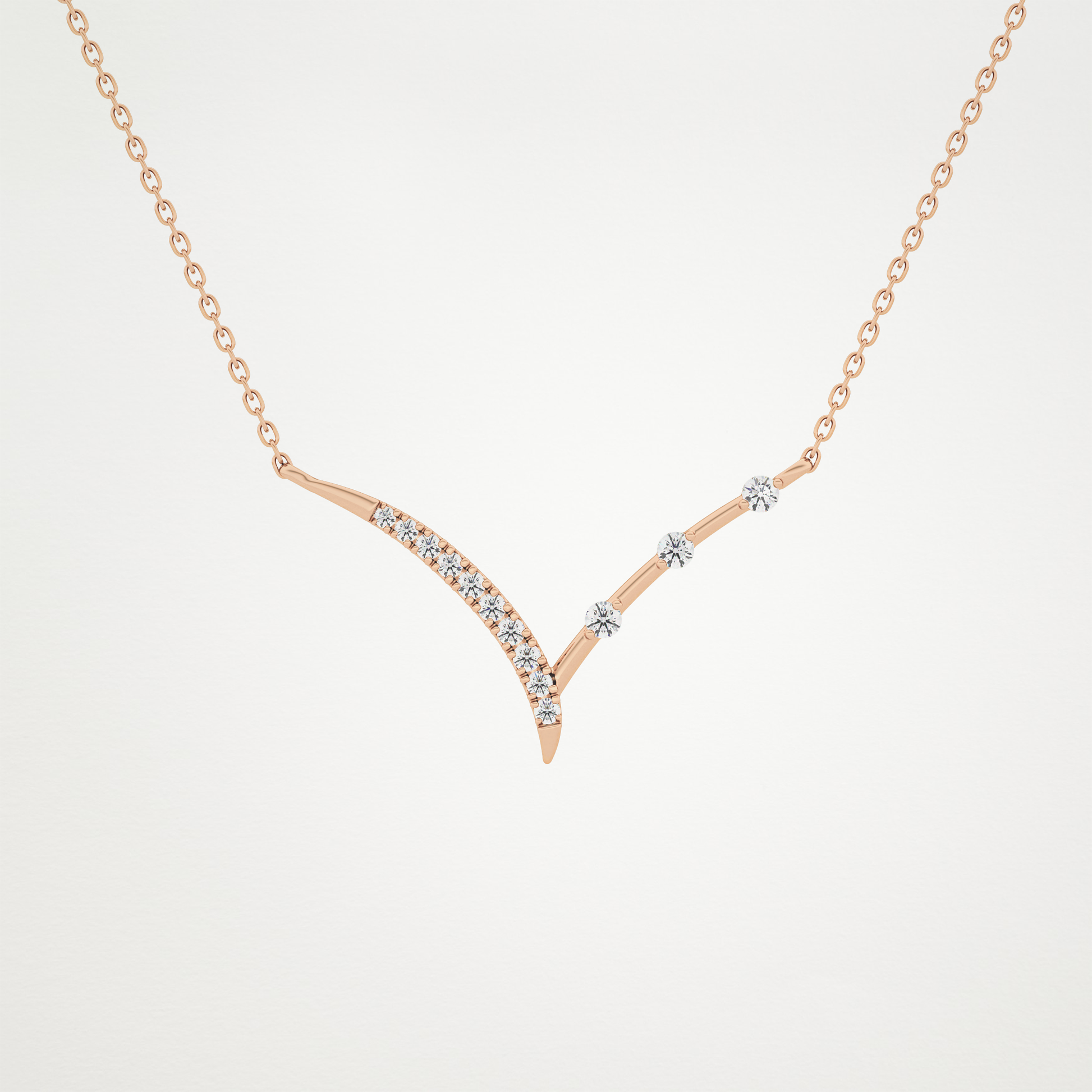 0.128 CT Moissanite V Bar Necklace in 14K or 18K Solid Gold – DEF Color, VVS Clarity 16