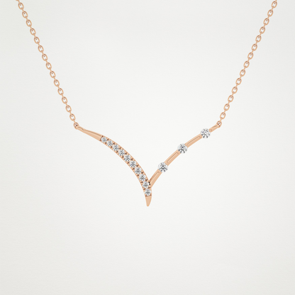 0.128 CT Moissanite V Bar Necklace in 14K or 18K Solid Gold – DEF Color, VVS Clarity 16