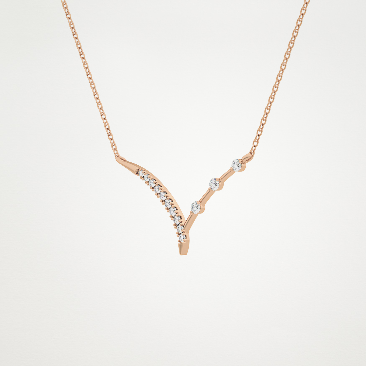 0.128 CT Moissanite V Bar Necklace in 14K or 18K Solid Gold – DEF Color, VVS Clarity 17