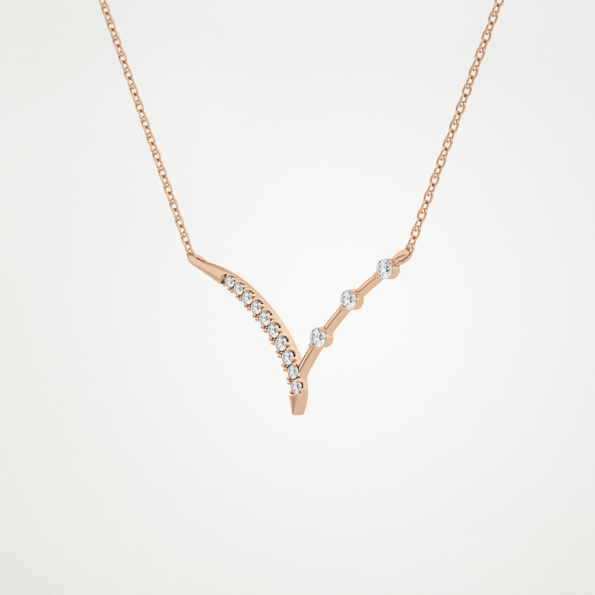 0.128 CT Moissanite V Bar Necklace in 14K or 18K Solid Gold – DEF Color, VVS Clarity 17